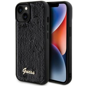 Guess GUHCP14SPSFDGSK iPhone 14 6.1" fekete keménytok Sequin Script Metal