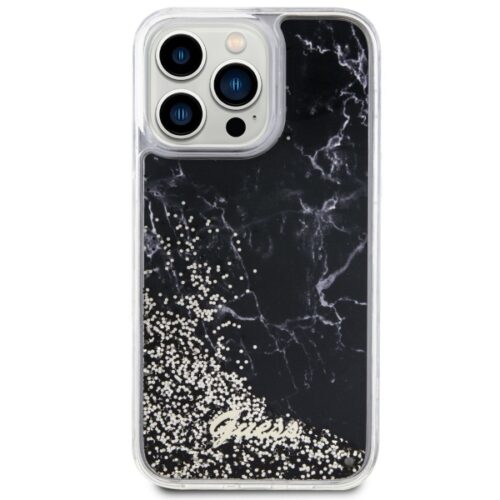 Guess GUHCP14XLCSGSGSGK iPhone 14 Pro Max 6.7" fekete keménytok folyékony Glitter Marble - Image 2