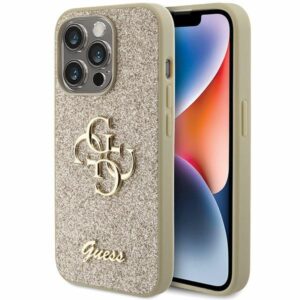 Guess GUHCP15LHG4SGD iPhone 15 Pro 6.1" arany keménytok Glitter Script Big 4G