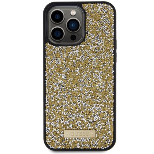 Guess GUHCP15LPFGSBSD iPhone 15 Pro 6.1" sárga keménytok strasszos fém logóval - Image 2