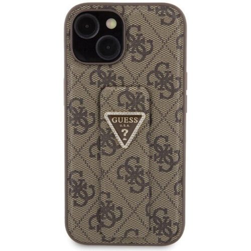 Guess GUHCP15SPGS4TDW iPhone 15 6.1" barna keménytok Grip Stand 4G Triangle Strass - Image 2