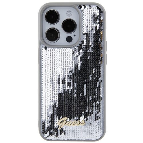 Guess GUHCP15XPSFDGSS iPhone 15 Pro Max 6.7" ezüst keménytok Sequin Script Metal - Image 2