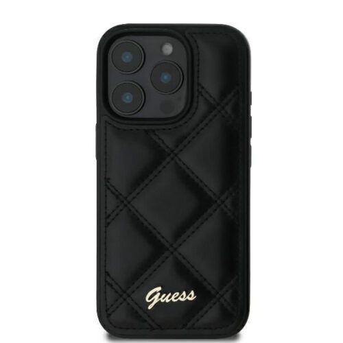 Guess GUHCP16LPSQSQSK Quilted Metal Logo keménytok iPhone 16 Pro - fekete - Image 2