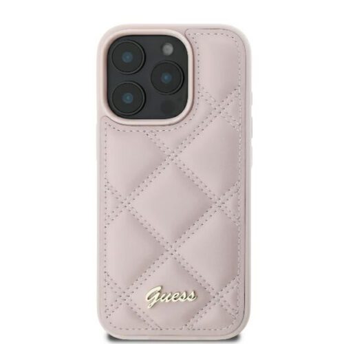 Guess GUHCP16LPSQSQSP Quilted Metal Logo keménytok iPhone 16 Pro - rózsaszín - Image 2