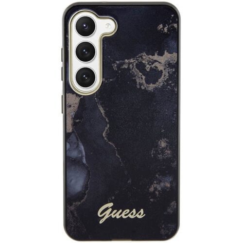 Guess GUHCS23SHTMRSK Samsung Galaxy S23 S911 fekete keménytok Golden Marble kollekció - Image 2