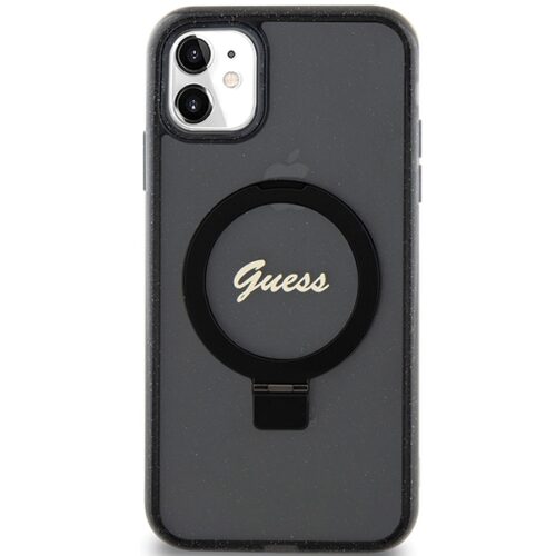 Guess GUHMN61HRSGSK iPhone 11 6.1" fekete kemény tok Ring Stand Script Glitter MagSafe - Image 2