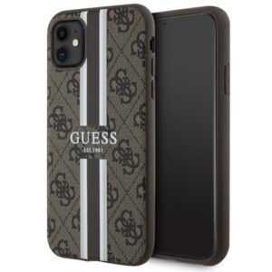 Guess GUHMN61P4RPSW iPhone 11 barna keménytok 4G nyomtatott csíkokkal MagSafe