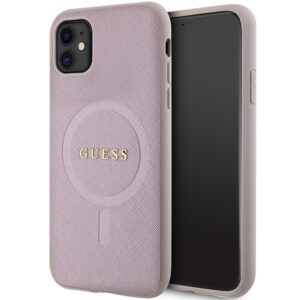 Guess GUHMN61PSAHMCP iPhone 11 6.1" rózsaszín keménytok Saffiano MagSafe Saffiano