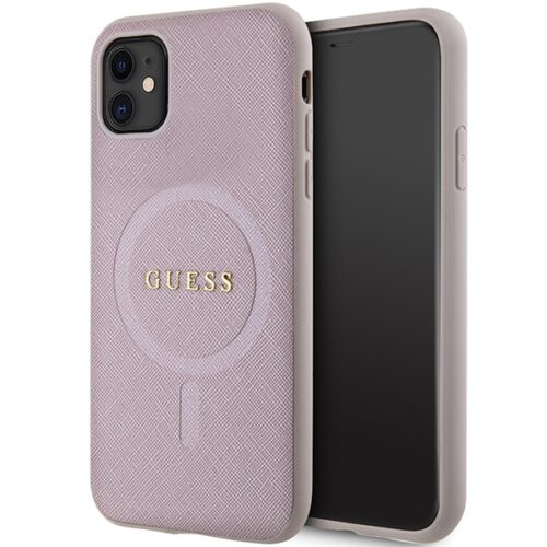 Guess GUHMN61PSAHMCP iPhone 11 6.1" rózsaszín keménytok Saffiano MagSafe Saffiano