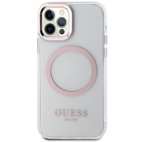 Guess GUHMP12MHTRMP iPhone 12/12 Pro 6.1" rózsaszín keménytok Fém körvonalú Magsafe tok - Image 2