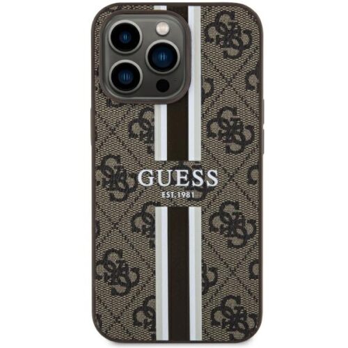 Guess GUHMP13LP4RPSW iPhone 13 Pro / 13 6.1" barna keménytok 4G nyomtatott csíkok MagSafe - Image 2