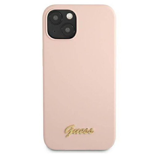 Guess GUHMP13MLSLMGLP iPhone 13 6.1" világos rózsaszín keménytok Szilikon Script arany logó Magsafe - Image 2