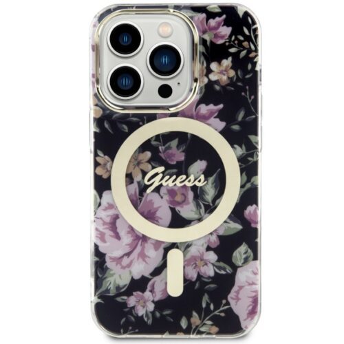 Guess GUHMP14LHCFWSK iPhone 14 Pro 6.1" fekete keménytok Flower MagSafe virág - Image 2