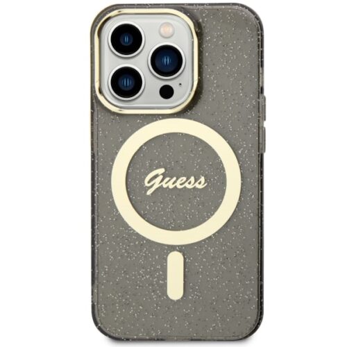Guess GUHMP14LHCMCGK iPhone 14 Pro 6.1" fekete keménytok Glitter Gold MagSafe - Image 2