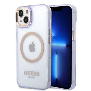 Guess GUHMP14SHTCMU iPhone 14 6.1" lila keménytok Arany kontúrú