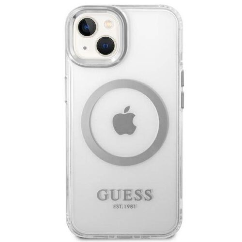 Guess GUHMP14SHTRMS iPhone 14 6.1" ezüst keménytok Fém körvonalú Magsafe tok - Image 2