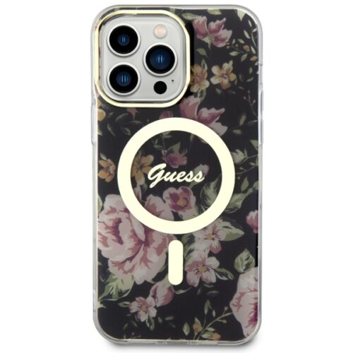 Guess GUHMP14XHCFWSK iPhone 14 Pro Max 6.7" fekete keménytok Flower MagSafe virág - Image 2