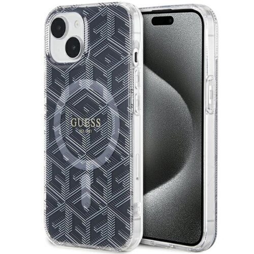 Guess GUHMP15SHGCUSTGK iPhone 15 6.1" fekete keménytok IML GCube MagSafe IML GCube MagSafe
