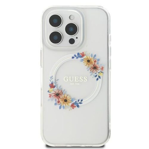 Guess GUHMP16LHFWFCT IML Flowers Wreath MagSafe keménytok iPhone 16 Pro - átlátszó - Image 2