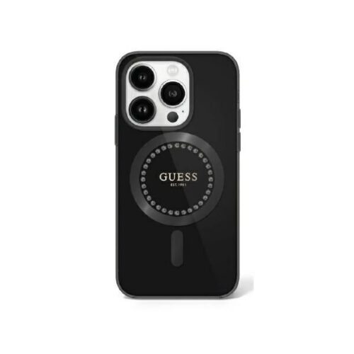 Guess GUHMP16LPFTDTEK IML Rhinestones MagSafe keménytok iPhone 16 Pro - fekete