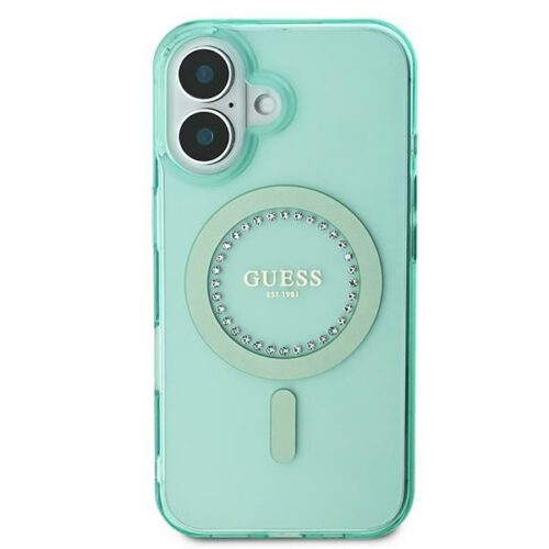 Guess GUHMP16MPFTDTEN IML Rhinestones MagSafe keménytok iPhone 16 Plus - zöld - Image 2