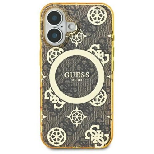 Guess GUHMP16SH4PYEEW IML Peony On 4G Background MagSafe keménytok iPhone 16 - barna - Image 2