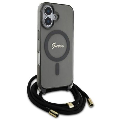 Guess GUHMP16SHCTSGNSK Crossbody Cord Script MagSafe MagSafe-kompatibilis keménytok iPhone 16 - fekete - Image 2