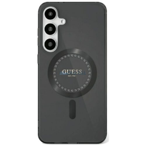 Guess GUHMS25SPFTDTEK IML Rhinestones MagSafe-kompatibilis tok Samsung Galaxy S25 - fekete