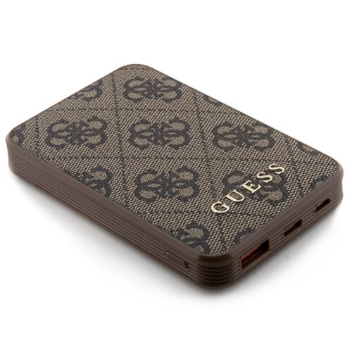Guess Powerbank 15W GUPB5LP4GEGW 5000mAh barna 4G bőr fém logo - Image 2