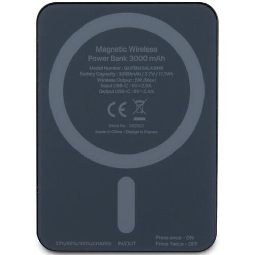 Guess Powerbank indukciós 5W GUPBM3AL4DMK 3000mAh fekete MagSafe 4G Strassed fém logó - Image 2