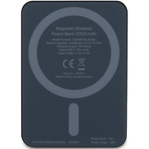 Guess Powerbank indukciós 5W GUPBM3ALGSGK 3000mAh fekete MagSafe Metal Script Logo MagSafe Metal Script Logo - Image 2