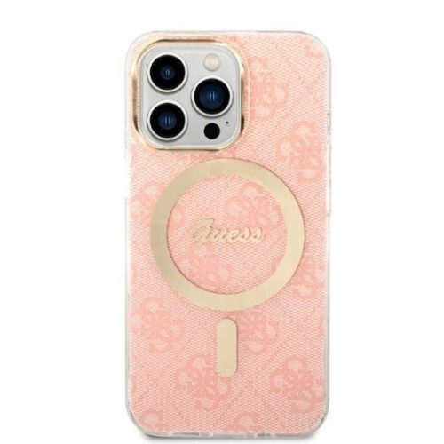 Guess tok+ töltő iPhone 13 Pro Max rózsaszín 4G Print MagSafe keménytok - Image 2