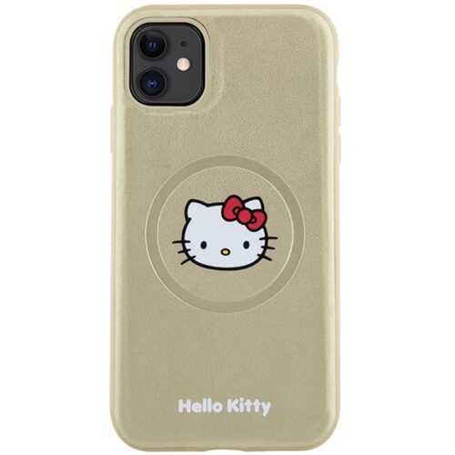 Hello Kitty HKHMN61PGHCKD iPhone 11 6.1" arany keménytok bőr Kitty Head MagSafe - Image 2