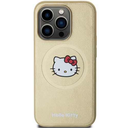 Hello Kitty HKHMP13LPGHCKD iPhone 13 Pro / 13 6.1" arany keménytok bőr Kitty Head MagSafe - Image 2