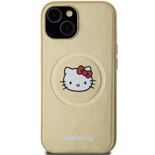 Hello Kitty HKHMP15SPGHCKD iPhone 15 6.1" arany keménytok bőr Kitty Head MagSafe - Image 2