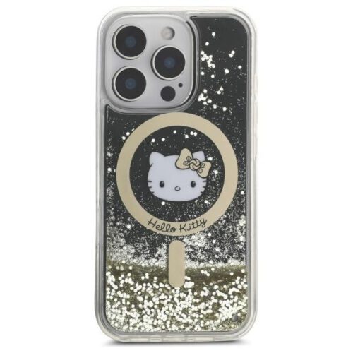 Hello Kitty HKHMP16XLGDIK Liquid Glitter Fever MagSafe-kompatibilis keménytok iPhone 16 Pro - fekete - Image 2