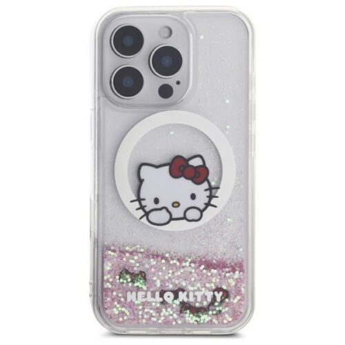 Hello Kitty HKHMP16XLSWKH Liquid Glitter Sweet Kitty Bows MagSafe-kompatibilis keménytok iPhone 16 Pro - fehér - Image 2