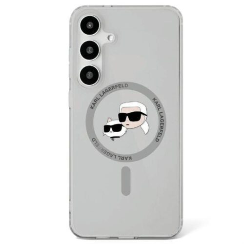 Karl Lagerfeld Button Karl & Choupette Heads Printed Logo MagSafe-kompatibilis tok Samsung Galaxy S25 - fekete