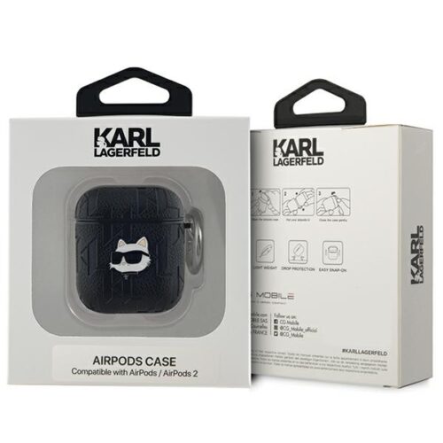 Karl Lagerfeld KLA2PGCHPK Monogram Choupette Head tok AirPods 1/2 - fekete - Image 2