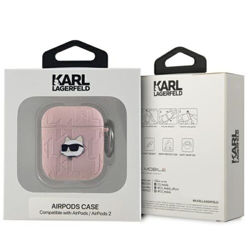 Karl Lagerfeld KLA2PGCHPP Monogram Choupette Head tok AirPods 1/2 - rózsaszín - Image 2
