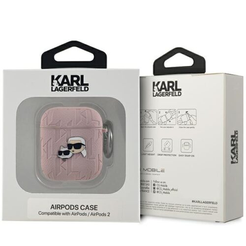 Karl Lagerfeld KLA2PGKCPP Monogram Karl & Choupette Head tok AirPods 1/2 - rózsaszín - Image 2