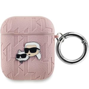 Karl Lagerfeld KLA2PGKCPP Monogram Karl & Choupette Head tok AirPods 1/2 - rózsaszín