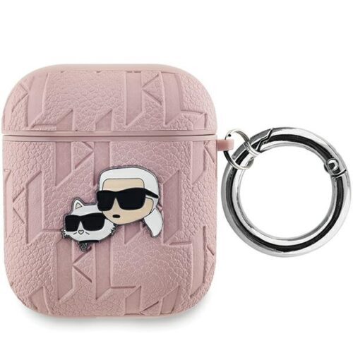 Karl Lagerfeld KLA2PGKCPP Monogram Karl & Choupette Head tok AirPods 1/2 - rózsaszín