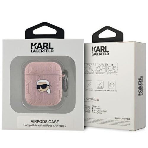 Karl Lagerfeld KLA2PGKIPP Monogram Karl Head tok AirPods 1/2 - rózsaszín - Image 2