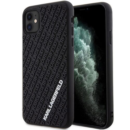 Karl Lagerfeld KLHCN613DMKRLK iPhone 11 6.1" fekete keménytok 3D gumi több logóval