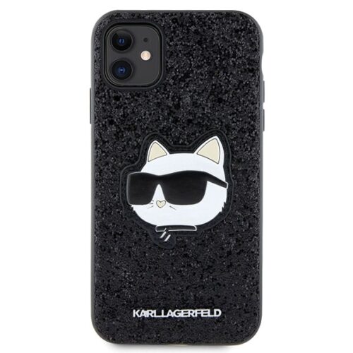 Karl Lagerfeld KLHCN61G2CPK iPhone 11 6.1" fekete keménytok Glitter Choupette Patch - Image 2