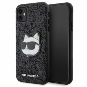 Karl Lagerfeld KLHCN61G2CPK iPhone 11 6.1" fekete keménytok Glitter Choupette Patch