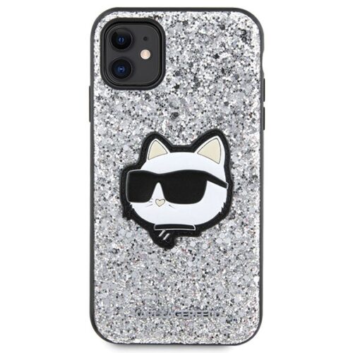 Karl Lagerfeld KLHCN61G2CPS iPhone 11 6.1" ezüst keménytok Glitter Choupette Patch - Image 2