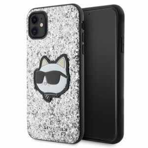 Karl Lagerfeld KLHCN61G2CPS iPhone 11 6.1" ezüst keménytok Glitter Choupette Patch