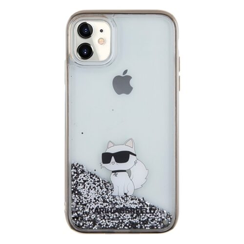 Karl Lagerfeld KLHCN61LKCNSK iPhone 11 6.1" átlátszó keménytok folyékony csillogó Choupette - Image 2